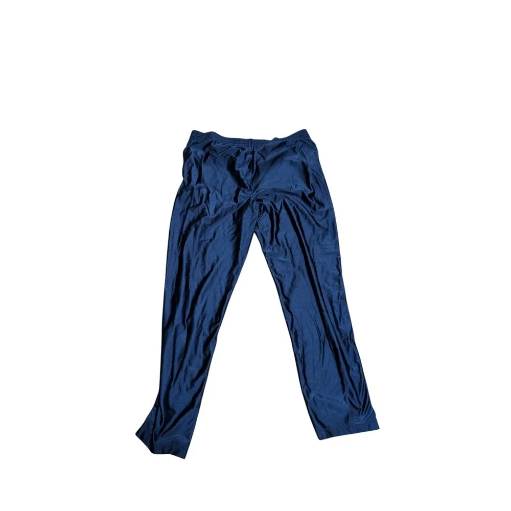 VTG 90s Nike Snap Pants XL White Tag Shiny Satin‎ Breakaway Track Blue Baskeball